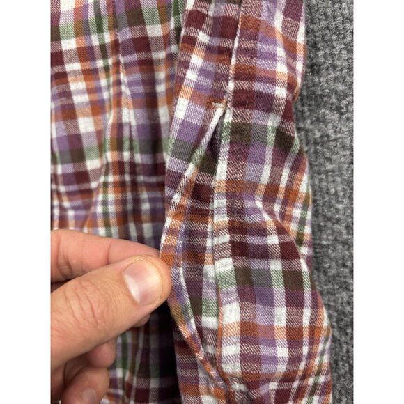 Toad&Co Shirt Womens Small Purple Orange Green Plaid Organic Cotton Button Up - Picture 6 of 7